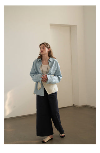 Embroidered denim shirt