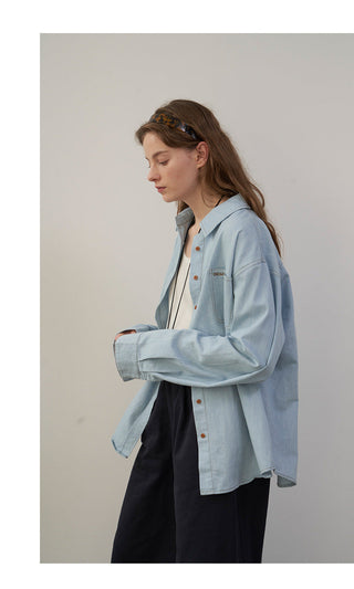Embroidered denim shirt