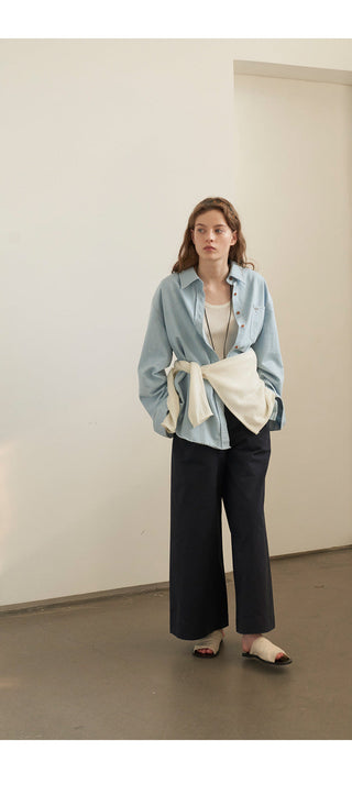 Embroidered denim shirt