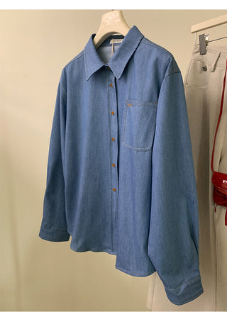 Embroidered denim shirt