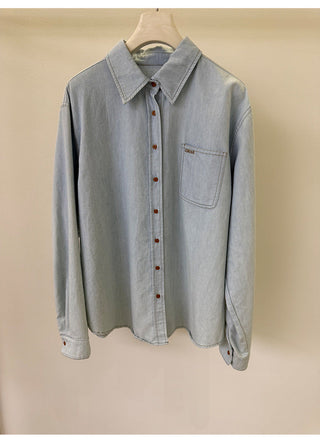 Embroidered denim shirt