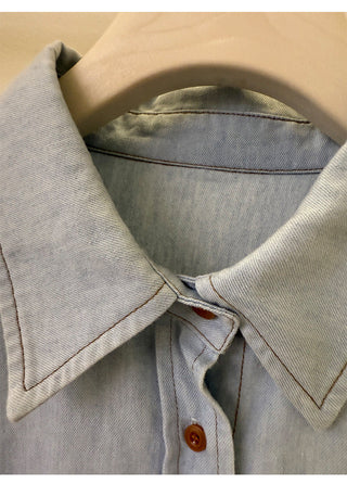 Embroidered denim shirt