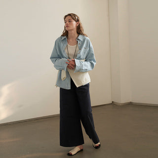 Embroidered denim shirt