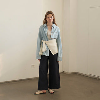 Embroidered denim shirt