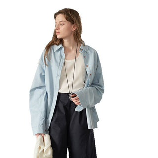 Embroidered denim shirt