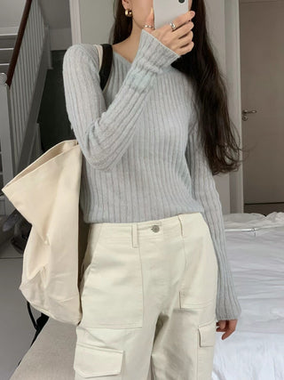 Vertical knit sweater