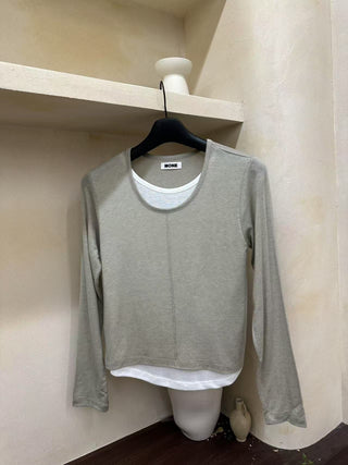 Multicolor fake two top