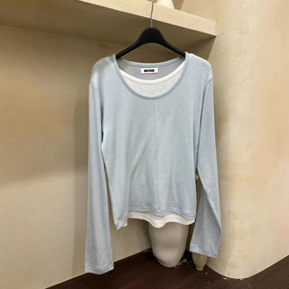 Multicolor fake two top