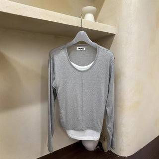 Multicolor fake two top