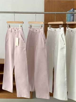 Washed straight jeans