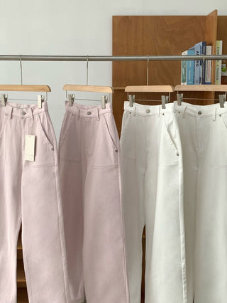 Washed straight jeans