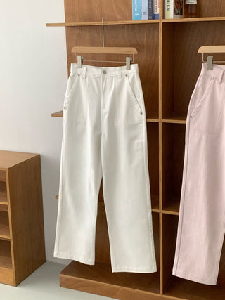 Washed straight jeans