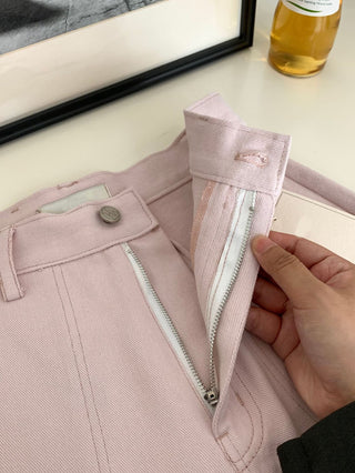 Washed straight jeans