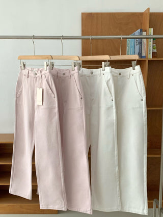 Washed straight jeans