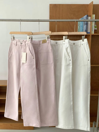 Washed straight jeans