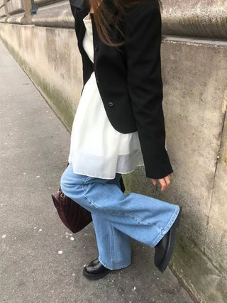 White straight jeans
