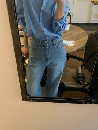 White straight jeans