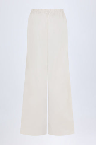 Wide-Leg Cotton-Poplin Trousers in White