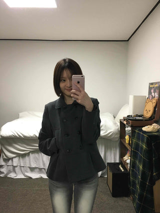 Military Stand Collar Flare Short Coat