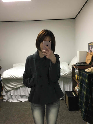 Military Stand Collar Flare Short Coat