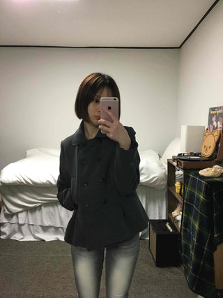 Military Stand Collar Flare Short Coat