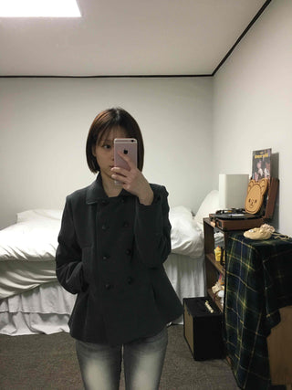 Military Stand Collar Flare Short Coat