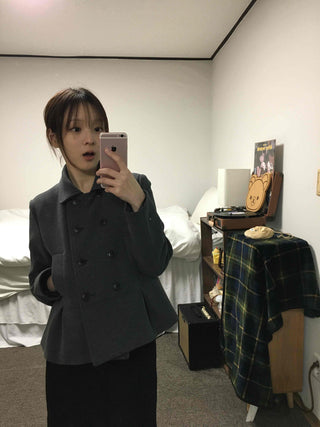 Military Stand Collar Flare Short Coat
