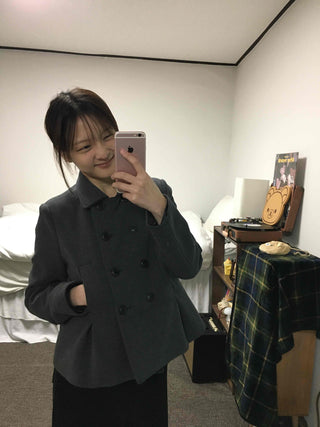 Military Stand Collar Flare Short Coat