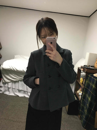 Military Stand Collar Flare Short Coat