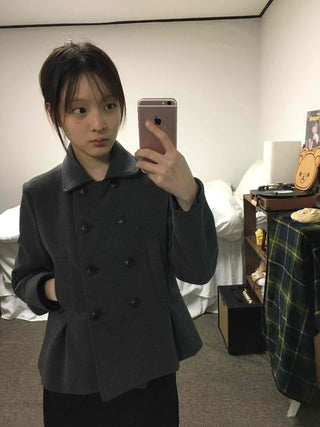 Military Stand Collar Flare Short Coat