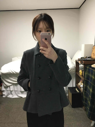 Military Stand Collar Flare Short Coat