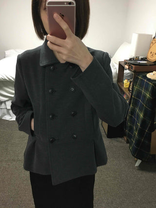 Military Stand Collar Flare Short Coat