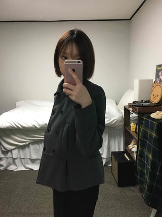 Military Stand Collar Flare Short Coat