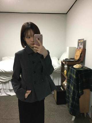 Military Stand Collar Flare Short Coat