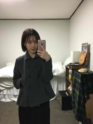 Military Stand Collar Flare Short Coat