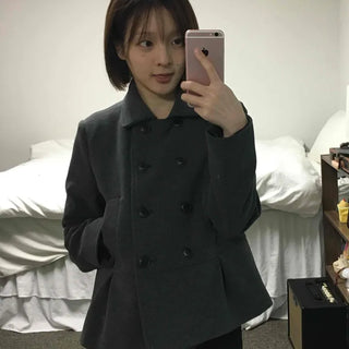 Military Stand Collar Flare Short Coat