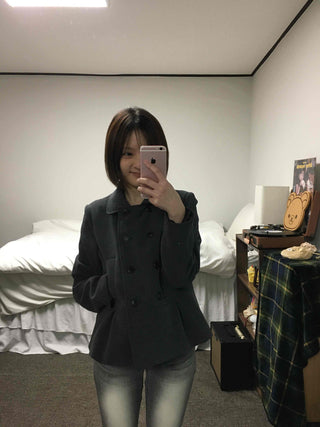Military Stand Collar Flare Short Coat