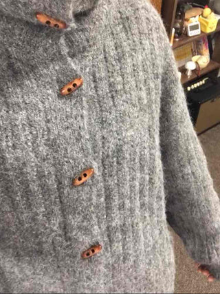 Heathered Fuzzy Toggle Loose Fit Hooded Knit Cardigan