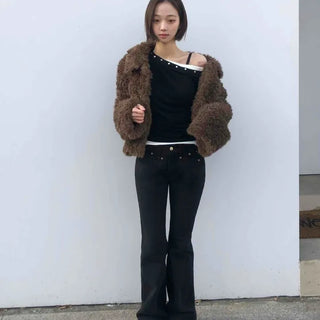 Shoulder Stud Slim Fit Off-Shoulder Long Sleeve Tee