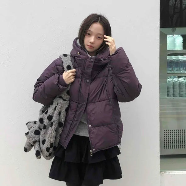 Matte Texture Sleeve Stand Neck Padded Jacket