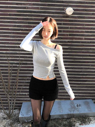 Boucle Knit Tight-Fit Shorts