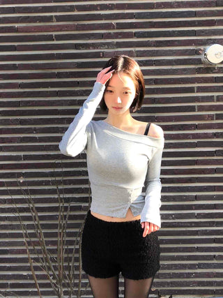 Boucle Knit Tight-Fit Shorts