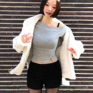 Boucle Knit Tight-Fit Shorts