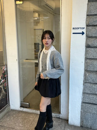 Binf V-neck Crop Knit