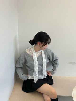 Binf V-neck Crop Knit