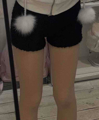 Sherpa Winter Elastic Waist Shorts