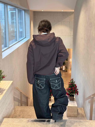 Awesome Collar Point Elastic High-Neck Zip-Up Jumper