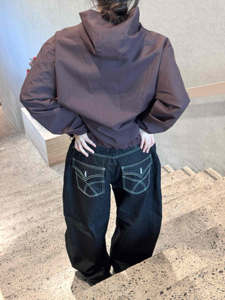 Awesome Collar Point Elastic High-Neck Zip-Up Jumper