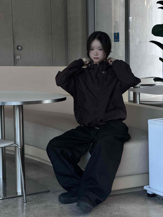 Awesome Collar Point Elastic High-Neck Zip-Up Jumper