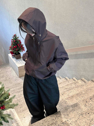 Awesome Collar Point Elastic High-Neck Zip-Up Jumper